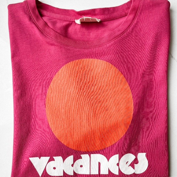 Sezane Vacances T-shirt - Sézane X Maddy Nye Rose / Multico - Size XS - Picture 2 of 5